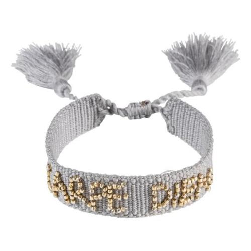 Woven Friendship Bracelet Thin Carpe Diem Light Grey