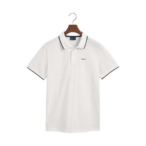 Hvit Contrast Tipping Pique Polo Shirt