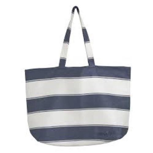 Blå Blokk Stripe Canvas Tote Bag