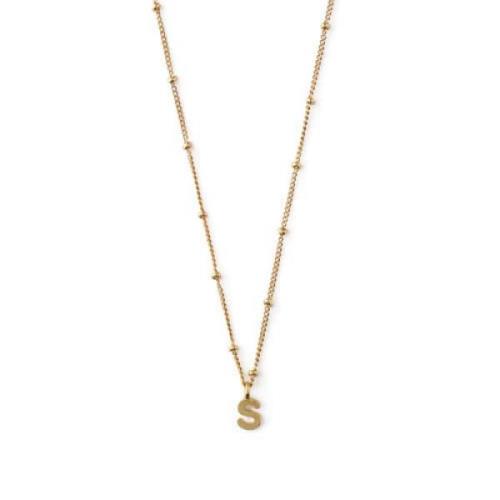 Initial S Satellite Chain Neck - Pale Gold