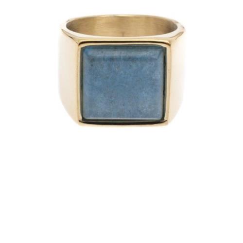 Signet Ring Gold W/Blue Angelite