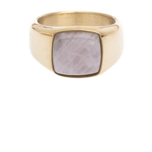 Gull Rosenkvarts Signet Ring