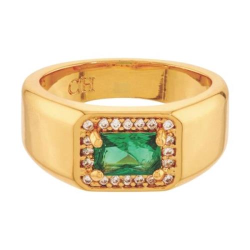 Green Crystal Haze Lady Boss Ring Emerald Jewelry