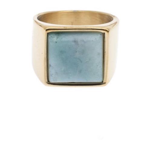Signet Ring Gold W/Aquamarine