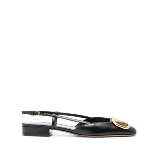 Sorte VLogo Lær Slingback Ballerinasko