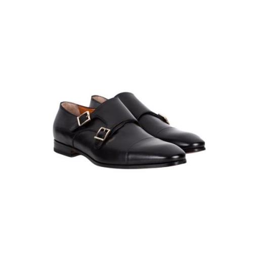 Sorte Skinn Herre Monk Strap Sko