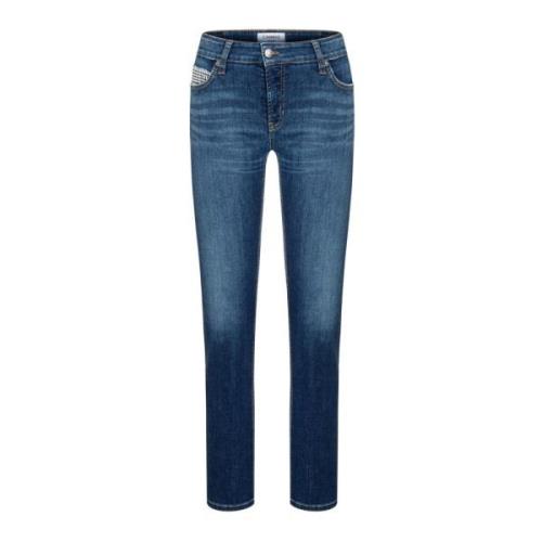 Blå Denim Jeans med Steindetalj