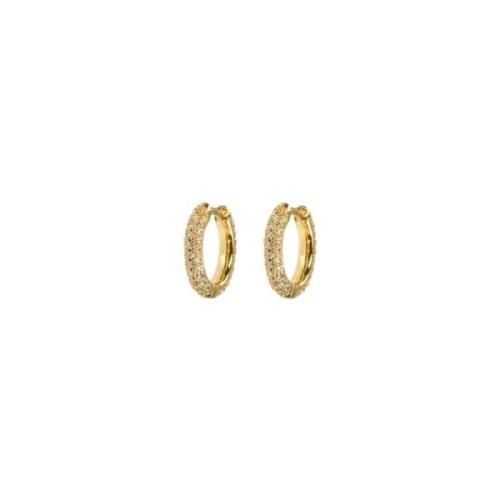 Small Stone Covered Hoops - White