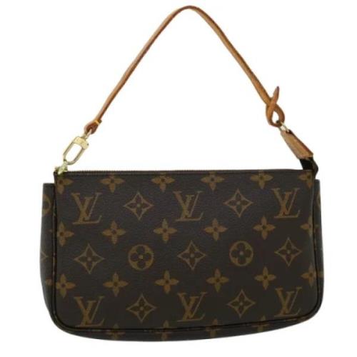 Pre-owned Brunt lerret Louis Vuitton Clutch tilbehør