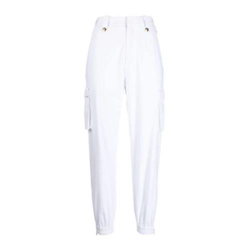 Hvite bukser med høy midje og smale ben