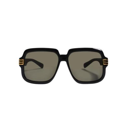 Retro Svarte Solbriller med Gullfargede Detaljer