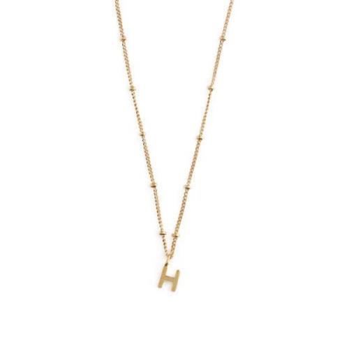 Initial H Satellite Chain Neck - Pale Gold