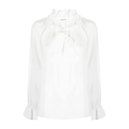 Hvit Rysjekantet Skjorte med Halsbånd