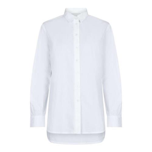 Hvit Poplin Skjorte med Oversized Passform