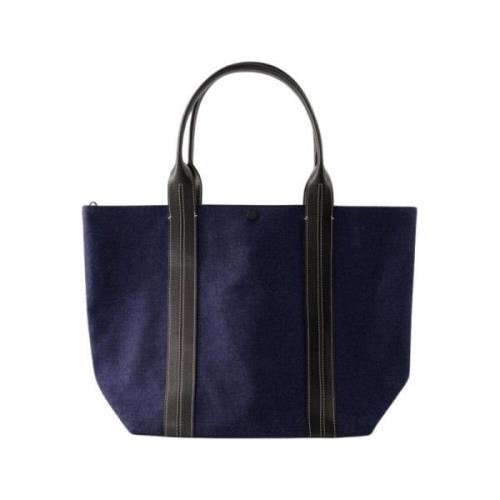 Blå Denim Shopper Bag - Bomull - Snap Lukking