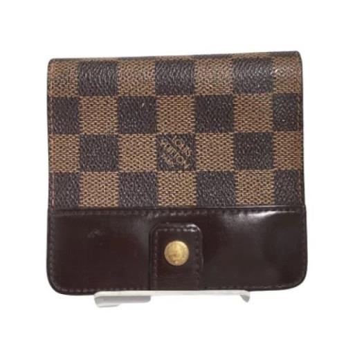 Pre-owned Brunt lerret Louis Vuitton lommebok