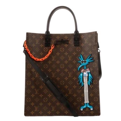 Pre-owned Brunt lerret Louis Vuitton Sac Flat