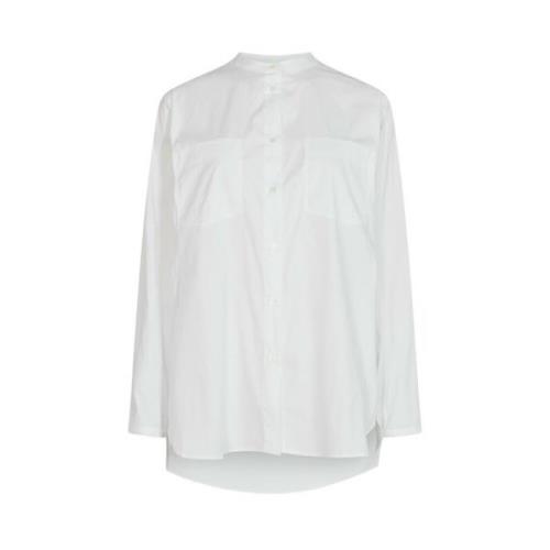 Hvit Avslappet Skjorte med Lommer