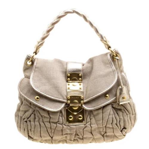 Pre-owned Beige Canvas Miu Miu veske