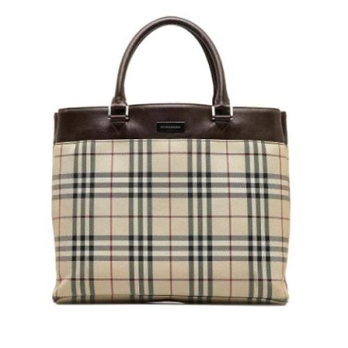 Pre-owned Brunt lerret Burberry Tote