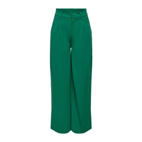 Grønne ensfargede bukser med glidelås og hekteknapp