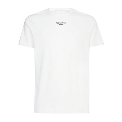 Hvit ensfarget T-skjorte for menn