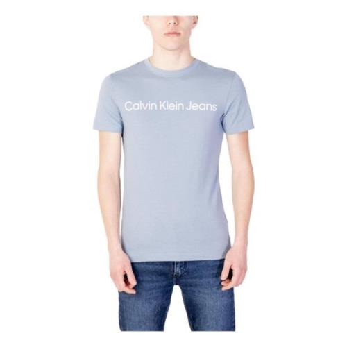 Lys Blå Print T-Skjorte for Menn