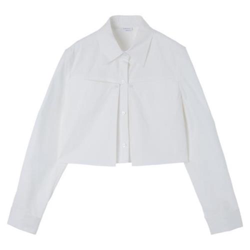 Hvit Crop Skjorte med Diamantknapper