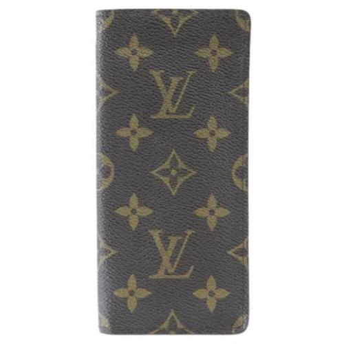 Pre-owned Brunt lerret Louis Vuitton lommebok