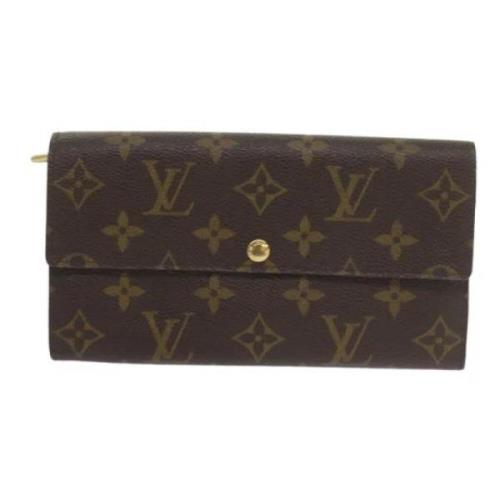 Pre-owned Brunt lerret Louis Vuitton lommebok