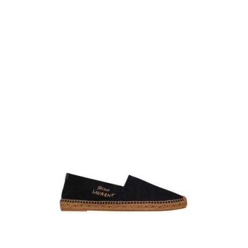 Broderte Lær-Espadrilles med YSL-Detalj