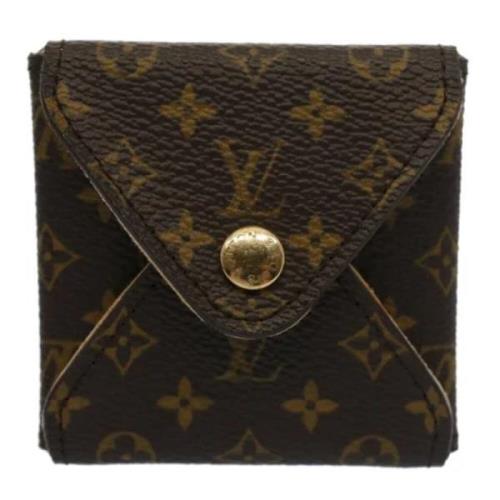 Pre-owned Brunt lerret Louis Vuitton lommebok