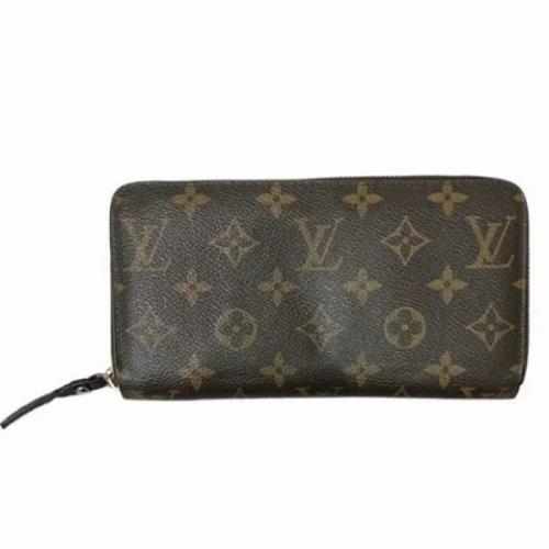 Pre-owned Brunt lerret Louis Vuitton lommebok