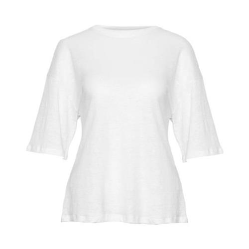 Hvit Lin T-skjorte med Kamilla Stil