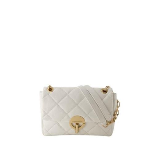 Quiltet Skinn Crossbody-veske - Hvit