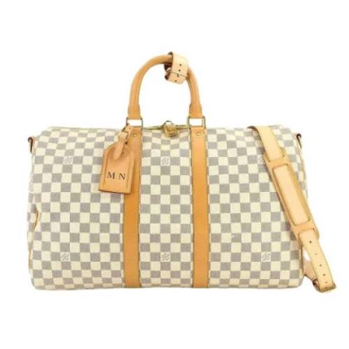 Pre-owned Hvitt lerret Louis Vuitton Keepall