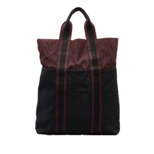 Pre-owned Rodt lerret Hermes Tote