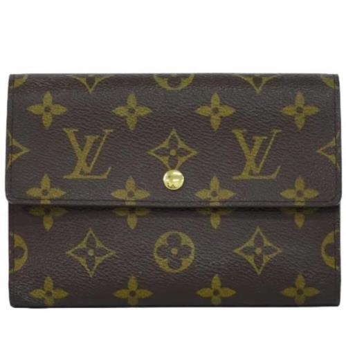 Pre-owned Brunt lerret Louis Vuitton lommebok