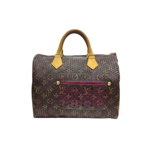 Pre-owned Brunt lerret Louis Vuitton Speedy