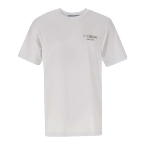 Herre Hvit Bomull T-skjorte med Logo