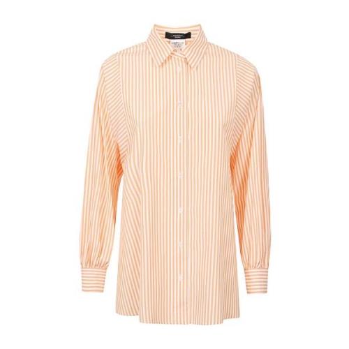 Klassisk Bomullsskjorte med Hvit og Oransje Stripe