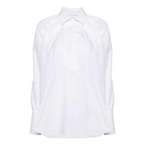 Hvit Bomullsskjorte med Dekorativ Søm