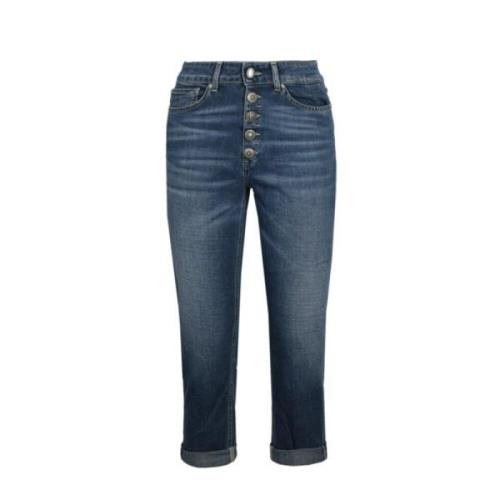 Blå Denim Jeans med Knappelukking