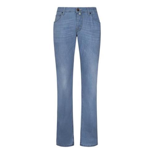 Slim Fit Blå Jeans med Naples Print