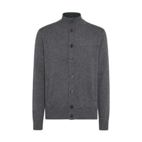 Herre Cardigan i ensfarget - Regular Fit