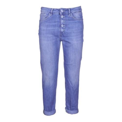Blå Denim Jeans med Juvelert Knapp