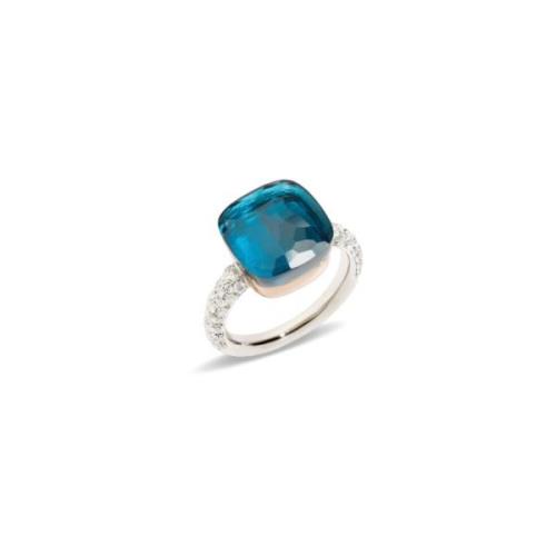 Blå Topas Roségull Ring