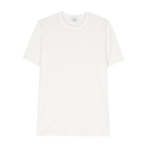 Hvit Bomull T-skjorte med Ribbekanter