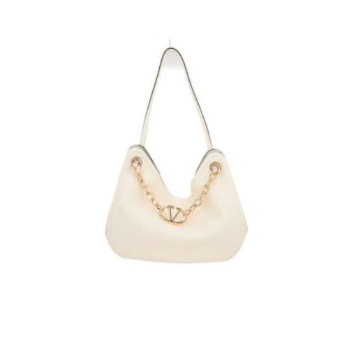 Elfenben Hammered Skinn Hobo Bag