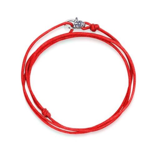 Red Wrap-Around String Bracelet with Sterling Silver Lock